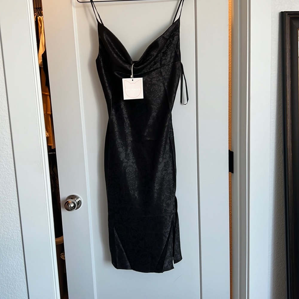 Kittenish cowl neck midi dress